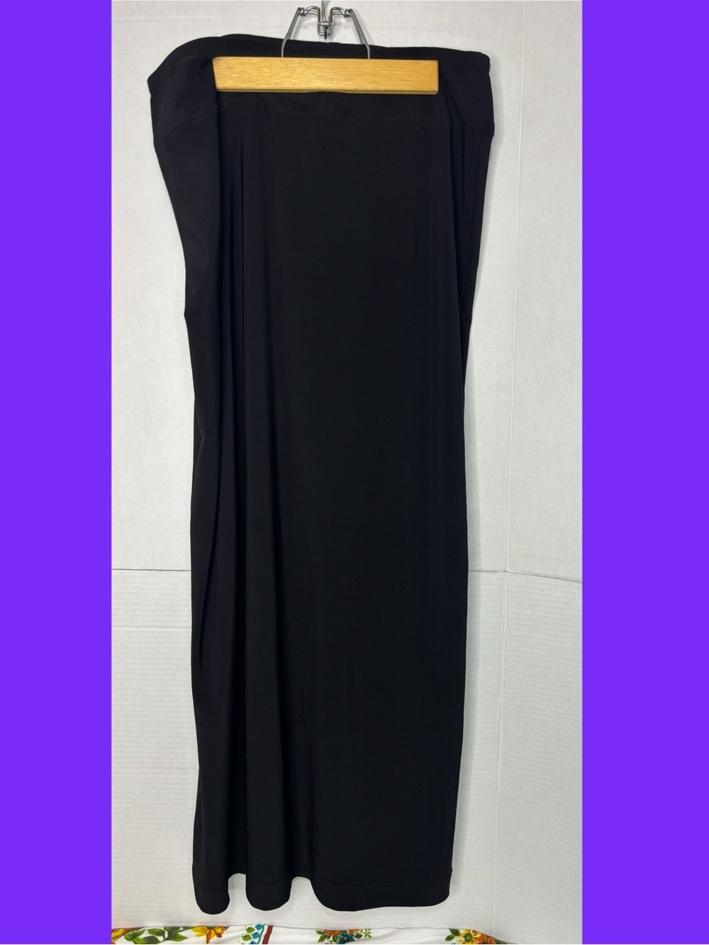 Frank Lyman Design Women’s Black Maxi Skirt Back Slit Sleek Minimalist Old Money